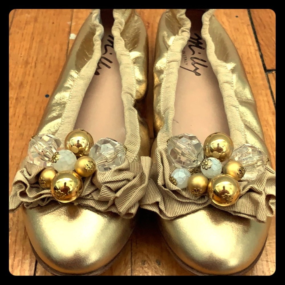 Gold ballet flats